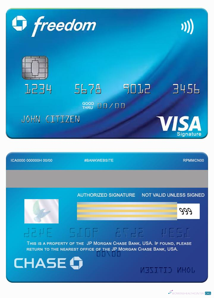Download USA JP Morgan Chase Bank freedom visa signature card Photoshop template